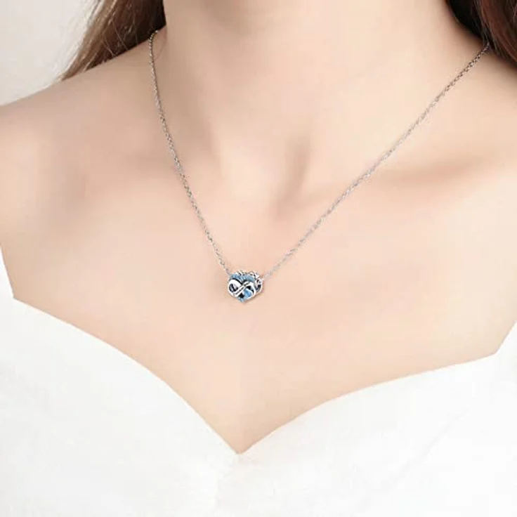 BIZK Damen Unendlichkeit Geburtsstein Charm Anhänger, 925 Sterling Silber mit klaren hellblauen Zirkon Steinen, Weihnachten Geschenk für Freundin (Dezember) – Bild 4