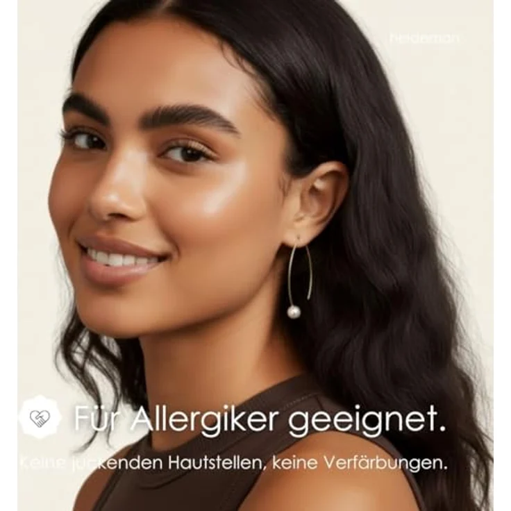 Heideman Auris Damen Ohrringe - Hängende Goldfarbene Perlenschmuck mit weißen Perlen - 4cm lang, hypoallergen – Bild 2