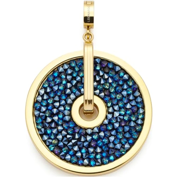 JEWELS BY LEONARDO Anhänger Clip & Mix Blanca, Ketten-Anhänger aus goldfarbenem Edelstahl mit irisierenden Glaskristallen in Dunkelblau und Schwarz, 5 x 3,3 x 0,8 cm – Bild 1