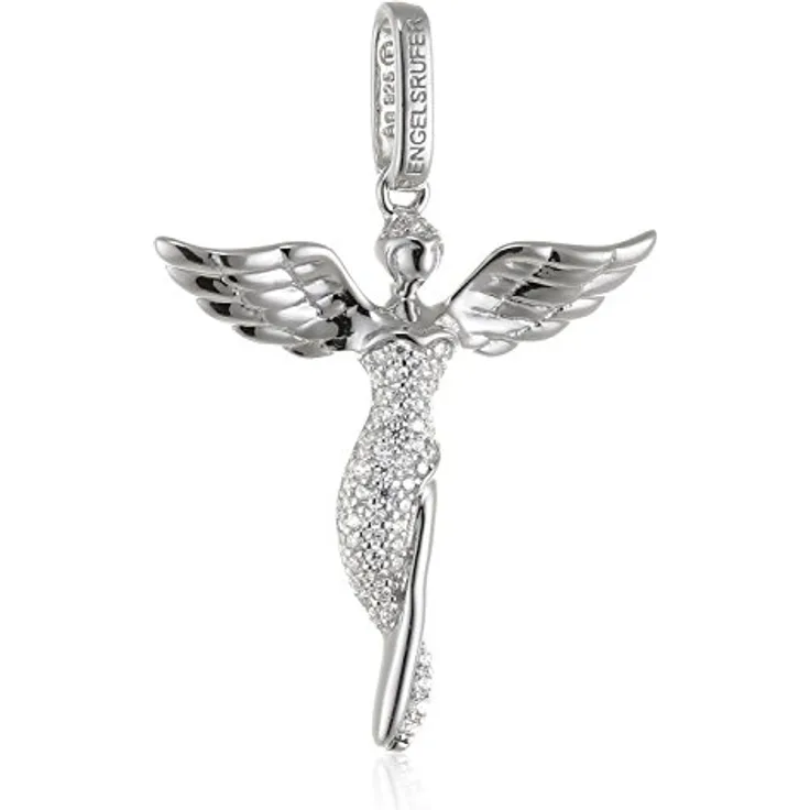 Engelsrufer Engels-Anhänger für Damen, 925er Sterlingsilber mit 92 weißen Zirkonia, Größe 52 mm