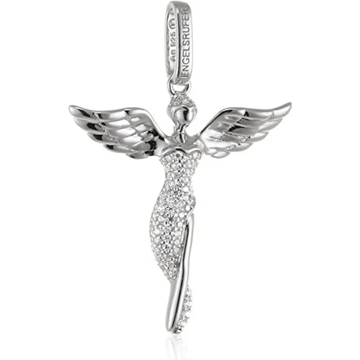 Engelsrufer Engels-Anhänger für Damen, 925er Sterlingsilber mit 92 weißen Zirkonia, Größe 52 mm