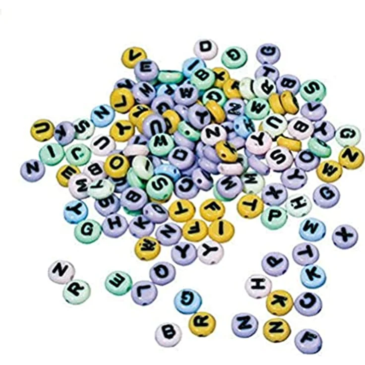 Rayher Plastik-Buchstaben-Perlen rund, 8 mm, gemischt, 40 g Blisterkarte – Bild 1