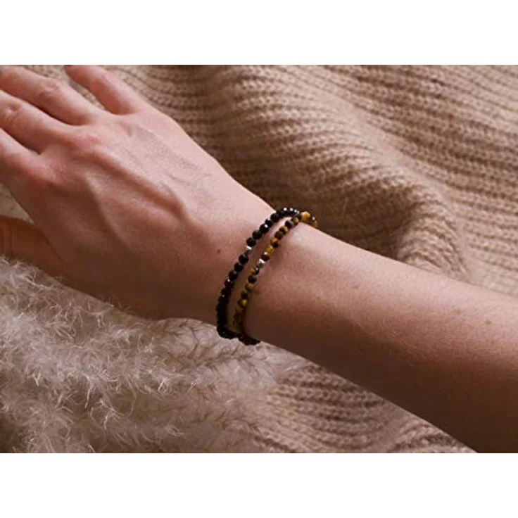 BERGERLIN Tigerauge Armband 925 Sterling Silberperle, facettierte Perlen, Größe L, handgefertigt, echtes Tigerauge – Bild 5