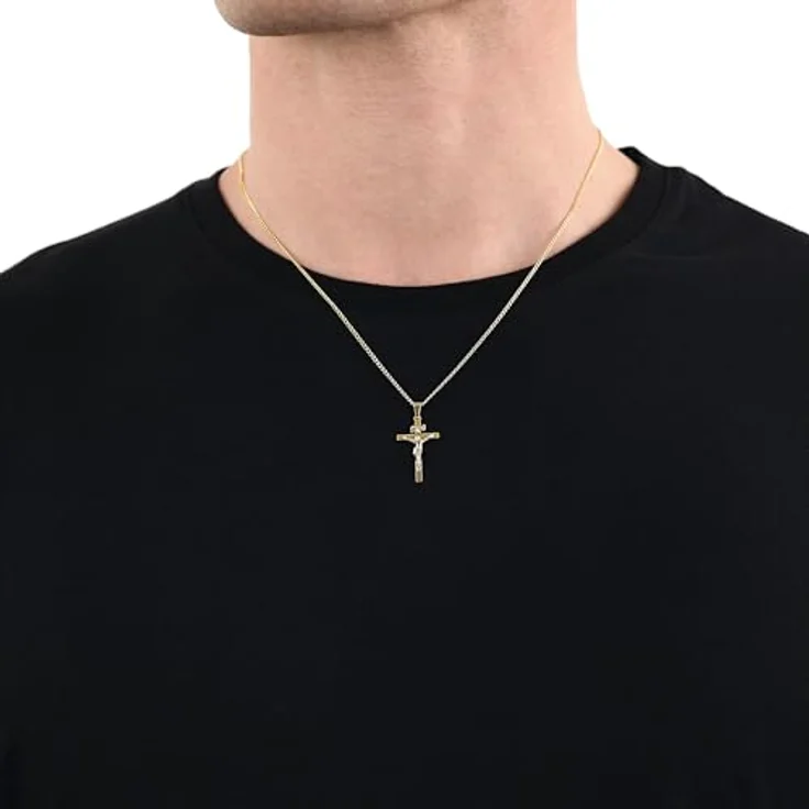 Amor Kreuz-Anhänger mit Corpus, gold, 31 x 15 mm, kommt in Schmuck Geschenk Box, Unisex – Bild 4