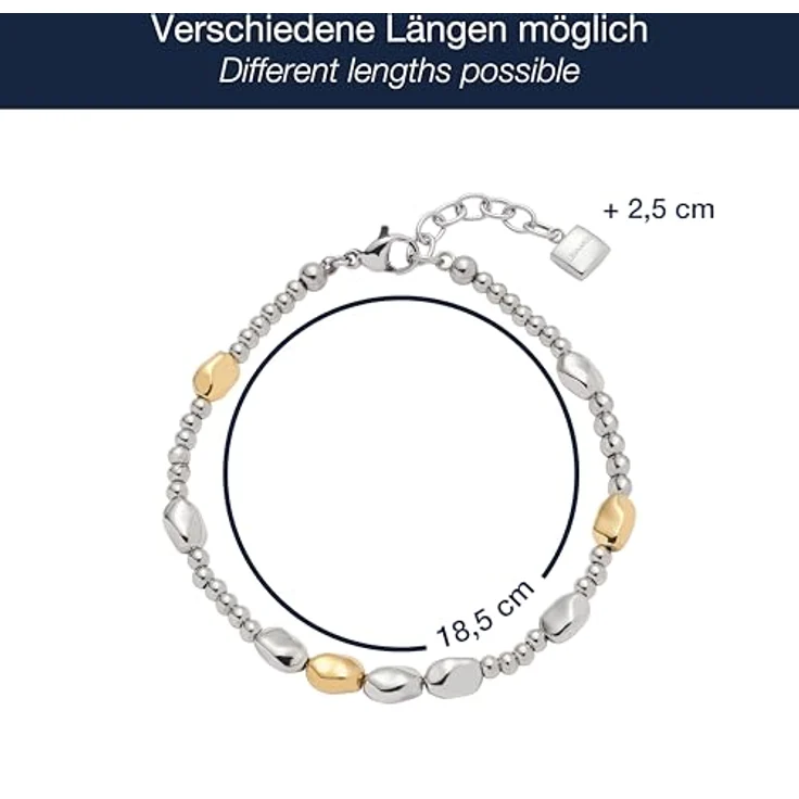 JEWELS BY LEONARDO Armband Veja, bicolorfarbenes Edelstahlarmband mit unregelmäßigen Nuggets in Gold und Silber, 18,5-21 cm, Geschenk für Frauen – Bild 2