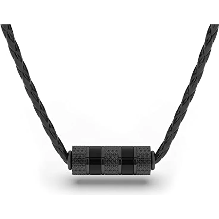 SERASAR Herren Lederkette mit Anhänger aus Edelstahl, 60cm, schwarzes Lederband, inklusive Schmuckschachtel als Geschenkidee – Bild 1