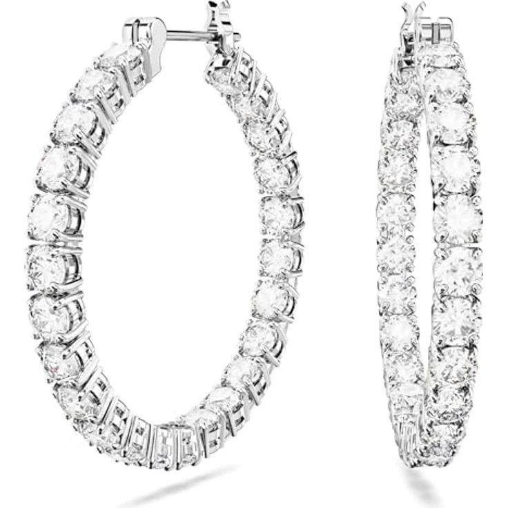 Swarovski Matrix Kreolen, Rhodinierte Ohrringe mit Strahlenden Swarovski Kristallen, Zeitloses Design – Bild 1