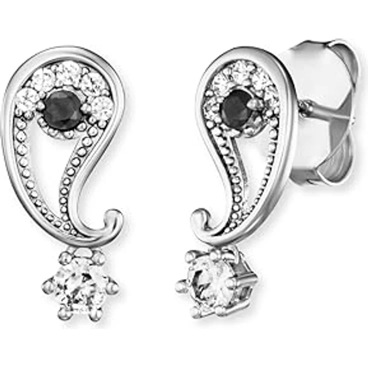Engelsrufer Ohrstecker Yin Yang, Damen Schmuck aus rhodiniertem 925er Sterlingsilber, mit Zirkoniasteinen, Größe 17 x 7,7 mm – Bild 1