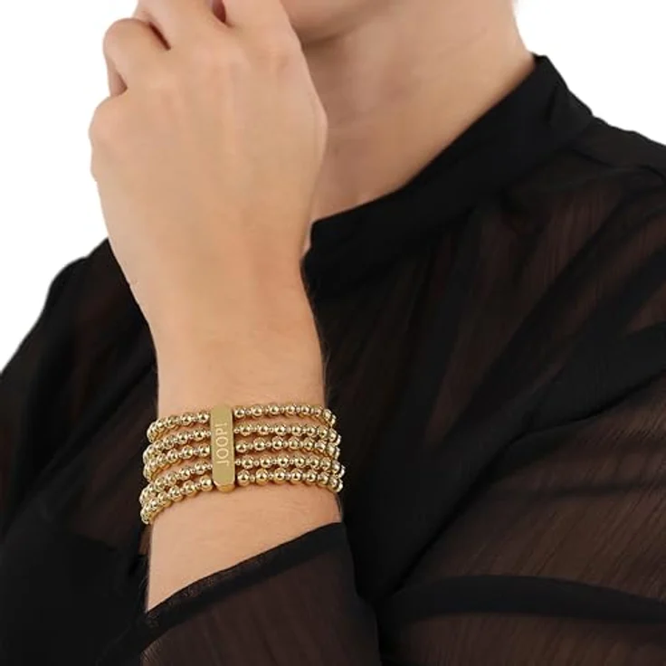 Joop! Armband Edelstahl Damen, mehrreihiger Armschmuck mit synthetischem Zirkonia, Bicolor, 19+3 cm, in Schmuck Geschenk Box, 2039844 – Bild 2