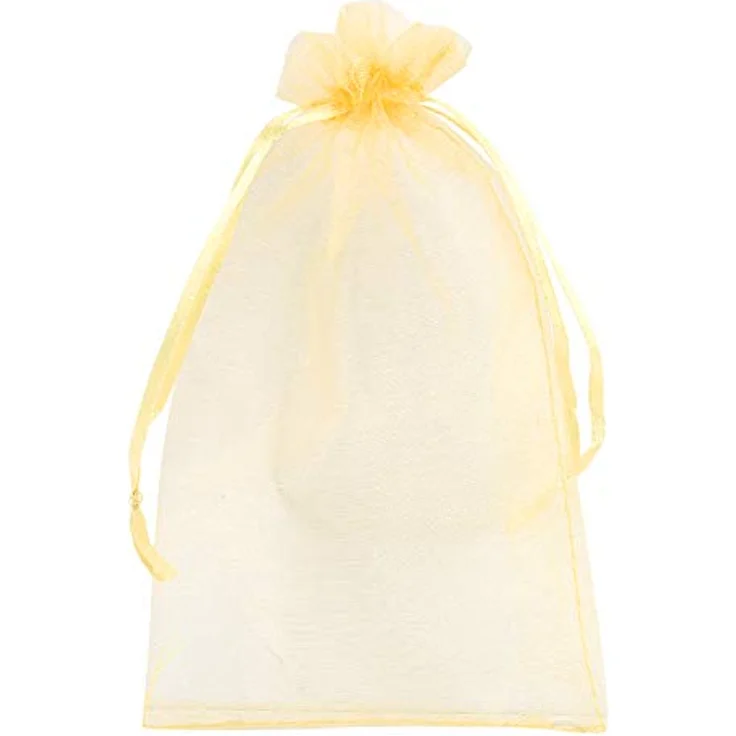 Naler 120 x Organza Geschenktüten, golden, 10 x 15 cm, waschbar, wiederverwendbar für Schmuck und Deko – Bild 3