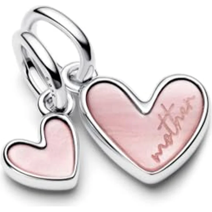 PANDORA Moments Teilbarer Mutter & Tochter Charm-Anhänger aus Sterling Silber mit rosafarbenem Kunst-Perlmutt, kompatibel mit ME und Moments Armbändern, 793766C01 – Bild 5