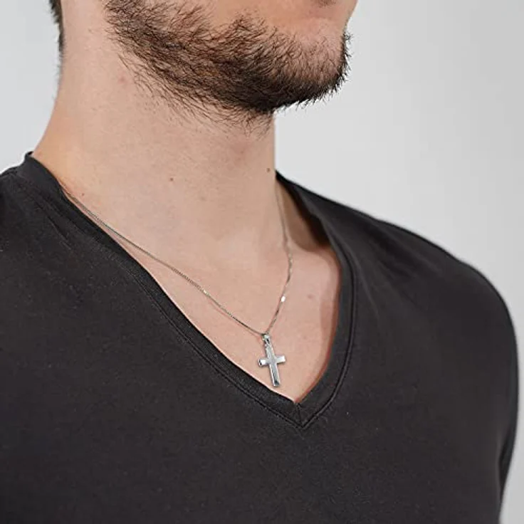 trendor Kreuz 21 mm in Weißgold 333 (8 Kt) mit 40 cm Silber-Venezianerkette, Herren-Halskette 39910-40 – Bild 5