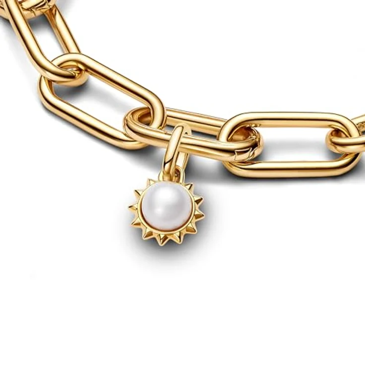 PANDORA ME Mini-Charm-Anhänger Sonne aus Sterling Silber mit behandelter Süßwasserzuchtperle und 14 Karat vergoldeter Metalllegierung, kompatibel mit ME und Moments Armbändern, 763035C01 – Bild 3