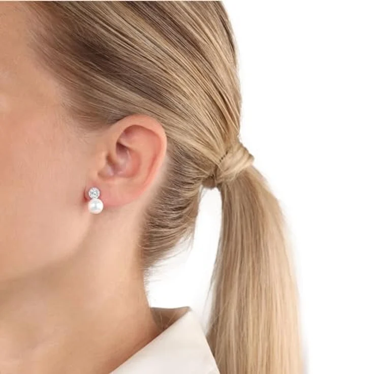 Amor 925 Sterling Silber Damen-Ohrringe, mit synthetischen Zirkonia, 15 mm Länge, kommt in Geschenkbox – Bild 4