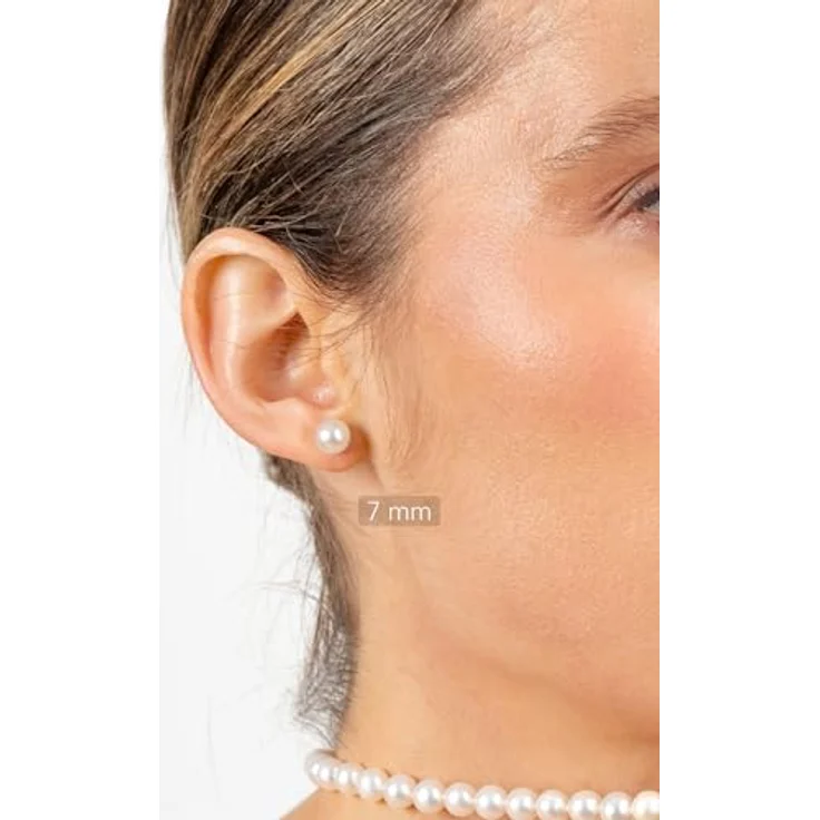 SECRET & YOU Perlenohrringe Damen, Süßwasser Zuchtperlen Knopfperle in 10 Größen (4 mm - 13 mm), 925 Sterling Silber, hypoallergen, Geschenkbox inklusive – Bild 2
