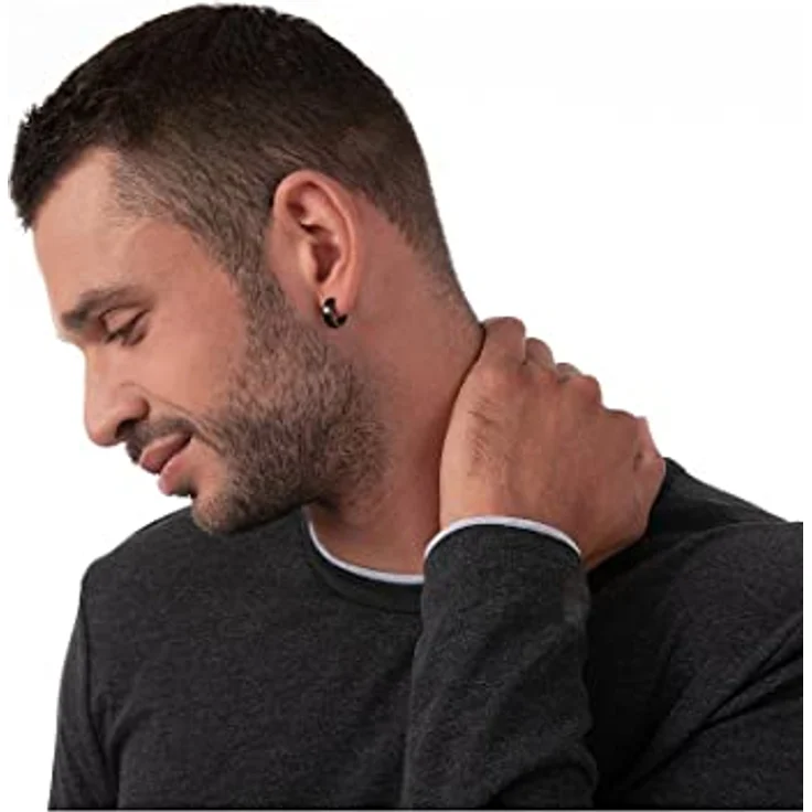 FAVS Unisex-Creolen Edelstahl, Schwarz, 1,5 cm Länge, 15 mm Durchmesser, in Geschenkbox – Bild 3