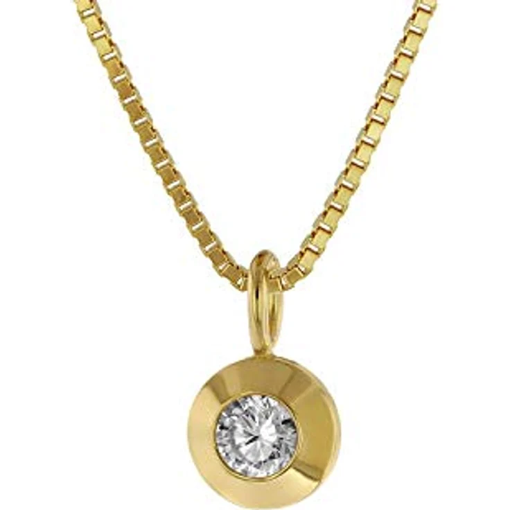 trendor Gold Anhänger mit Zirkonia an goldplattierter Venezia-Kette, 333er Gold, 40 cm, zeitloser Halsschmuck für Damen, ideal als Geschenk – Bild 1