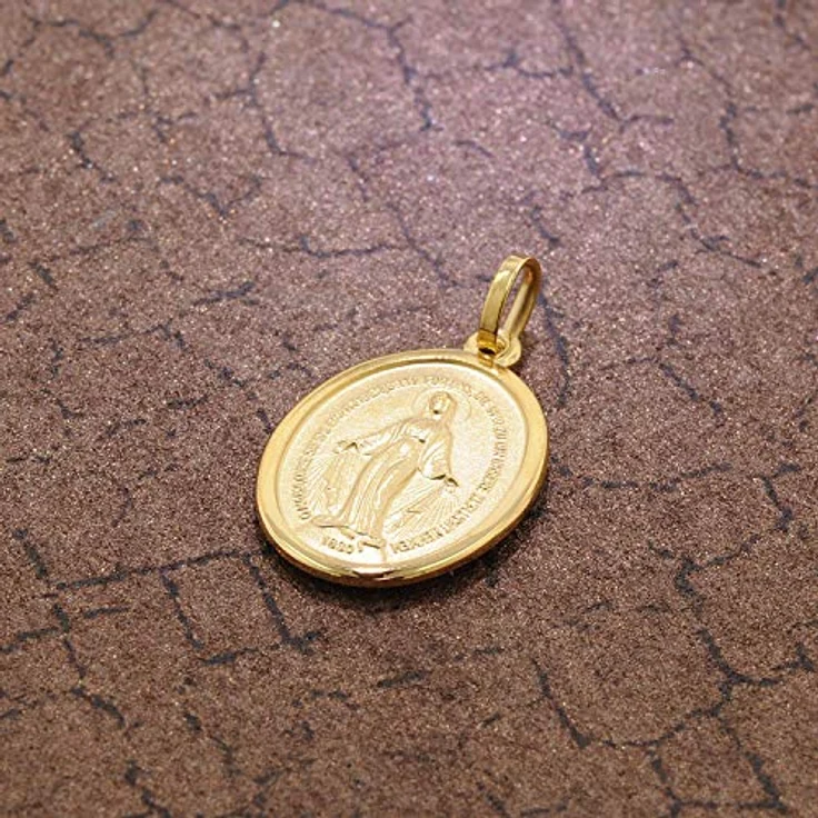 trendor Milagrosa Anhänger Gold 750 (18 Karat) 25 x 14 mm, Madonna Medaille aus Echtgold für Damen und Herren, beidseitige Prägung – Bild 4