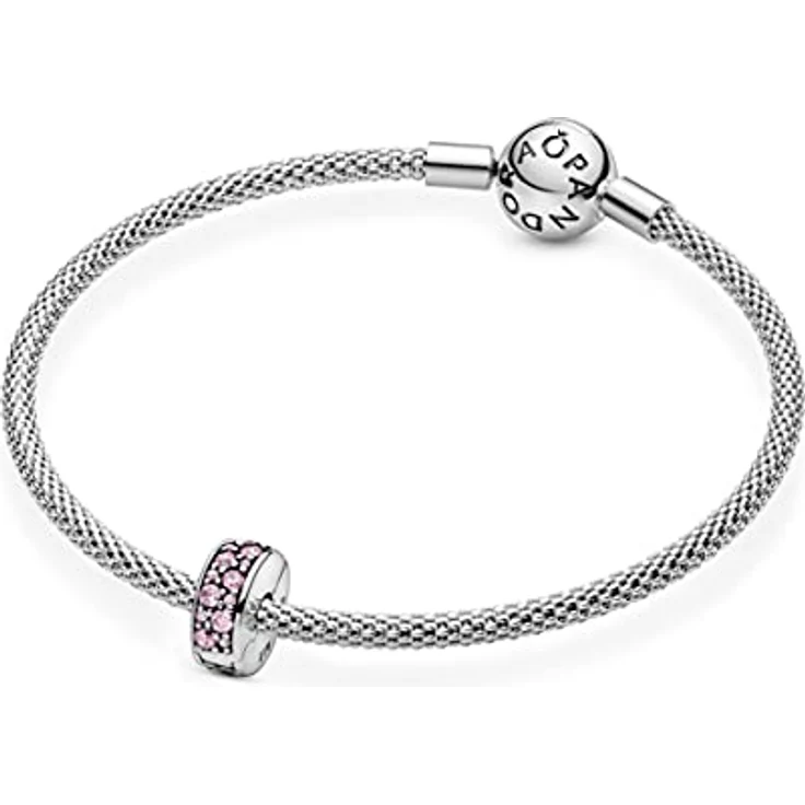 Pandora Charm-Einhänger 791817PCZ, Silber Clip mit rosa Steinen und Silikoneinlage – Bild 5