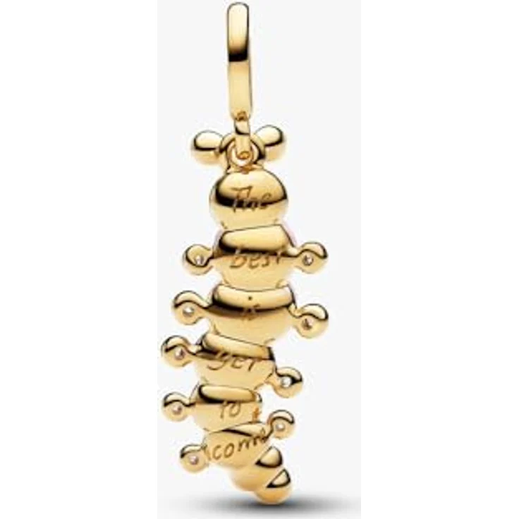 PANDORA Charm Raupe Rosa Anhänger, 14 Karat Vergoldung mit Muranoglas und Cubic Zirkonia, Gravur "The best is yet to come", kompatibel mit Moments, 764489C01 – Bild 2