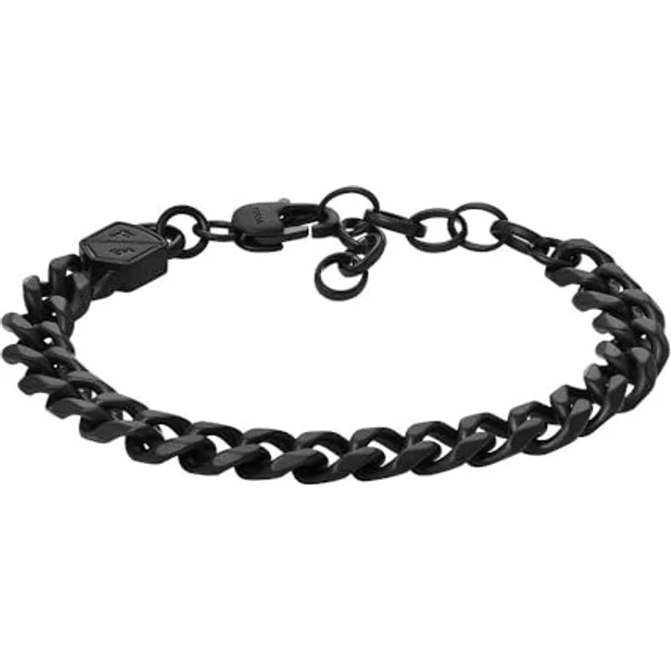 Fossil Herren-Gliederarmband Bold Chains, Edelstahl schwarz, matt und glänzend, Karabinerverschluss, JF04634001 – Bild 1