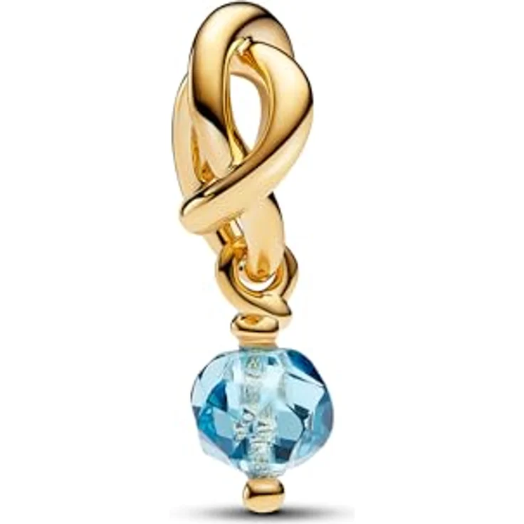 PANDORA Moments Facettierter aquablauer Ewigkeitskreis Charm-Anhänger aus Sterling Silber mit vergoldeter Metalllegierung und künstlichem Kristall, kompatibel mit Moments Armbändern, 763462C03 – Bild 2