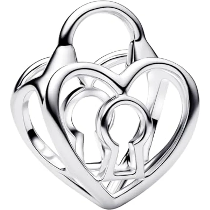 PANDORA Charm Silber Offen Gearbeitetes Herz-Schloss, Motiv Liebe, 794358C00