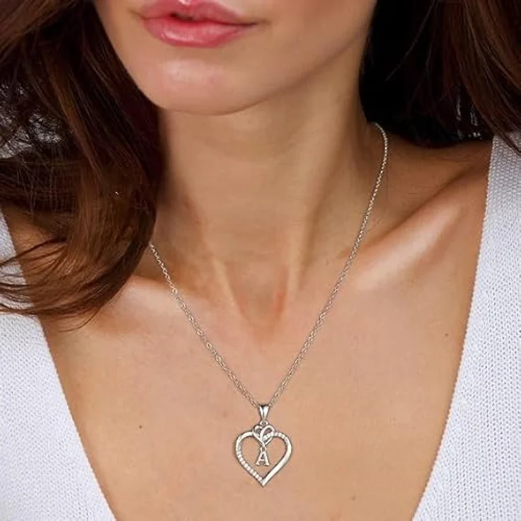 TINGN Herz Initial Halzkette Damen, 14K vergoldete Buchstabenkette mit CZ Herz Anhänger und Initiale C, 18"+2" verstellbar, eleganter Schmuck für Frauen und Mädchen – Bild 3