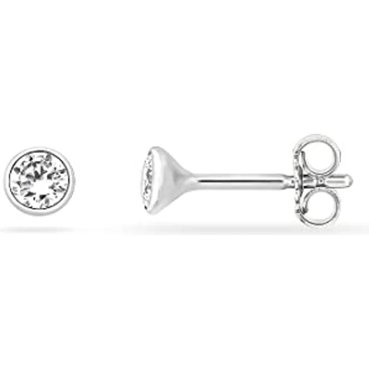 FAVS Unisex-Ohrstecker aus 925er Silber, 2 Zirkonia, klassisches Design, One Size, 0,4 cm – Bild 3