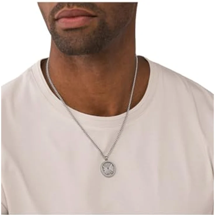 Emporio Armani Herrenkette Anhänger EGS3040040, Edelstahl in Silberfarben mit gebürstetem Finish und Karabinerverschluss – Bild 3