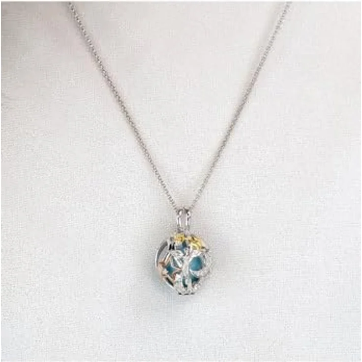 Engelsrufer Heaven Tricolor Klangkugel Anhänger, rhodiniert, mit 925er Sterlingsilber Kette und Zirkonia, verstellbar, nickelfrei, Allergiker geeignet – Bild 4