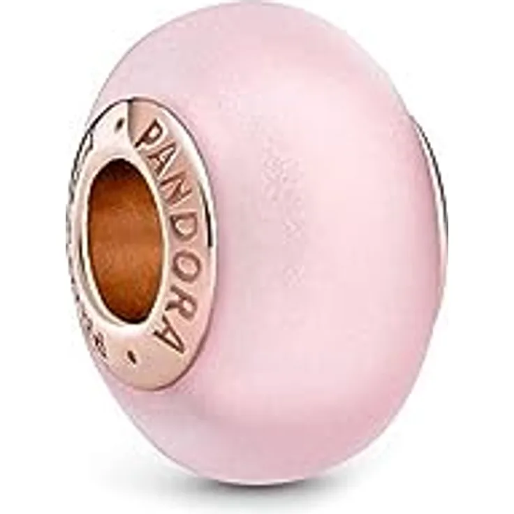 Pandora 789421C00 Bead-Charm Muranoglas, matt rosa, aus der Moments Kollektion, roségold plattiert, Größe 14 x 8 mm