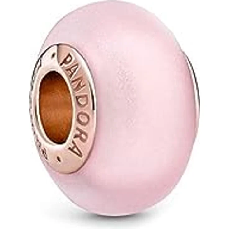 Pandora 789421C00 Bead-Charm Muranoglas, matt rosa, aus der Moments Kollektion, roségold plattiert, Größe 14 x 8 mm – Bild 1