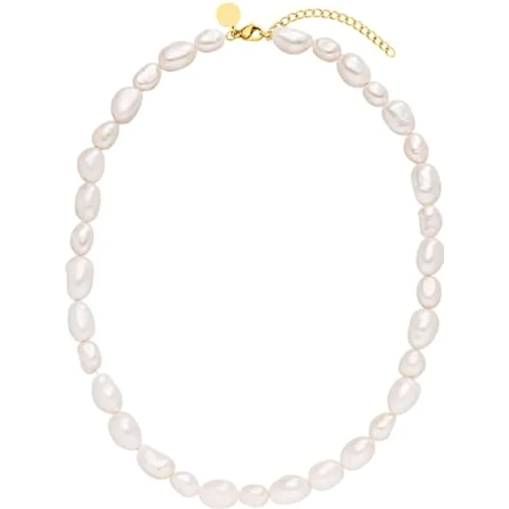 Purelei Keshi Moonlight Gold Kette – 18K vergoldeter Edelstahl mit natürlichen Keshi-Perlen – Verstellbare Länge 40-45 cm – Modeschmuck für Damen