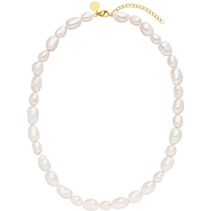 Purelei Keshi Moonlight Gold Kette – 18K vergoldeter Edelstahl mit natürlichen Keshi-Perlen – Verstellbare Länge 40-45 cm – Modeschmuck für Damen – Bild 1