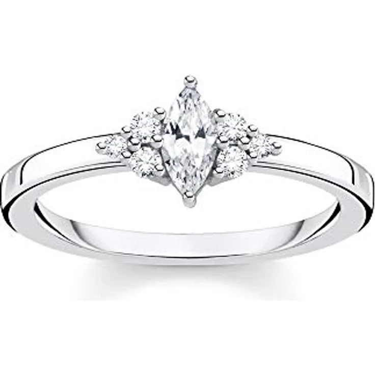 THOMAS SABO Ring Vintage, Damenring aus 925 Sterling Silber mit weißen Steinen, TR2325-051-14-50