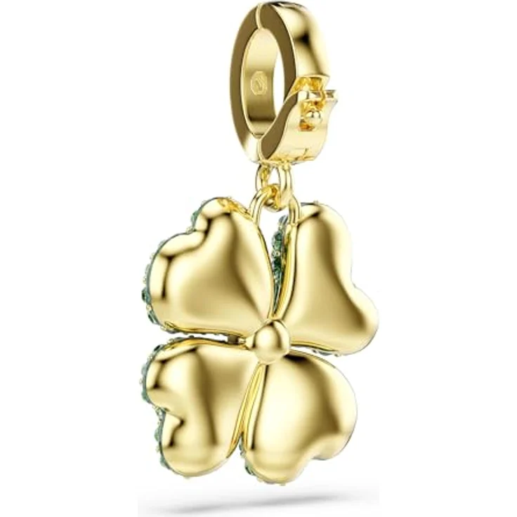 Swarovski Idyllia Charm, Glücksklee, Grün mit Goldlegierungsschicht und Kristallen in vier Grüntönen – Bild 5