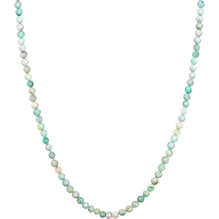BERGERLIN Amazonit Halskette, türkis mit facettierten Perlen und 925 Sterling Silber Verschluss, XS-S (40-45 cm) – Bild 1