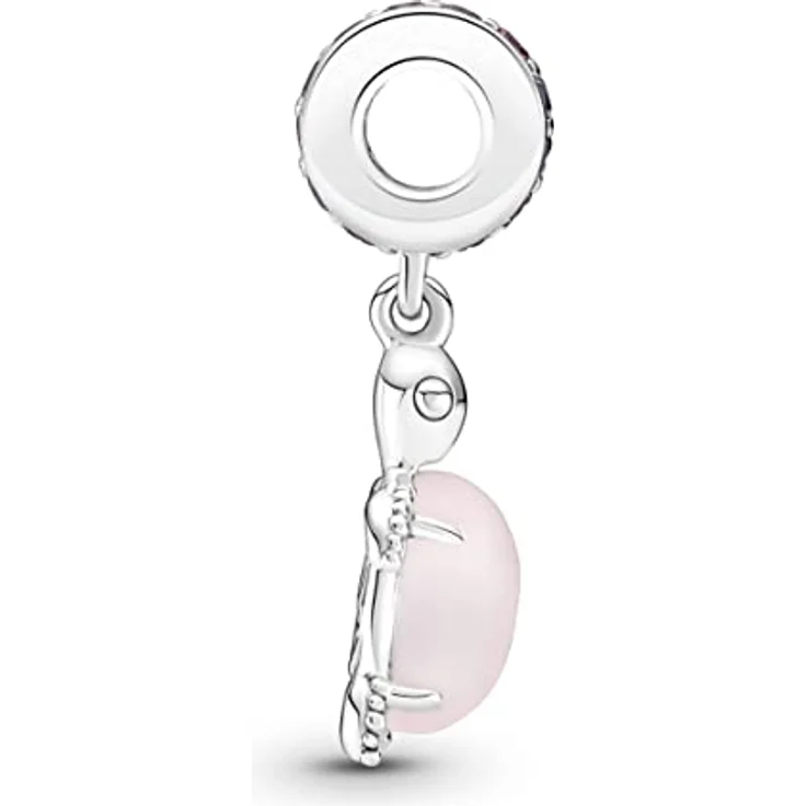 Pandora Murano Glass Pink Sea Turtle Dangle Charm 798939C02, Sterling-Silber mit mattem Rosa und violetten Kristallen, einzigartiges Design mit ausgestanztem Herz – Bild 3