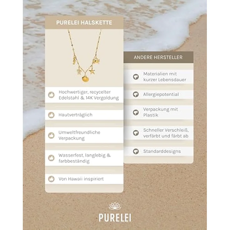 Purelei Underwater World Kette Damen, gold – Wasserfeste Halskette aus Edelstahl, verstellbare Länge 40-45 cm, elegantes Design für individuellen Look – Bild 4
