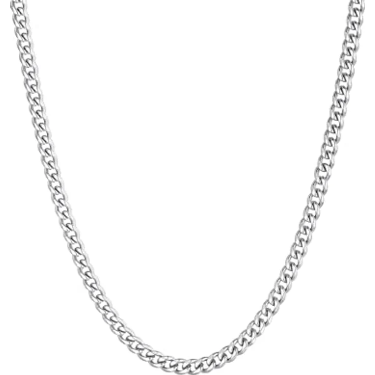 ChainsHouse Edelstahl Panzerkette Herren 71cm, 3mm Gliederkette aus 316L Edelstahl, karabinerverschluss, silber ohne Anhänger, Modeschmuck für Ehemann – Bild 1