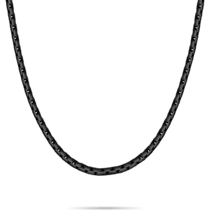 s.Oliver Herren Necklace - Halskette aus mattiertem Edelstahl, IP Schwarz, Venezianerkette 55 cm, wasserfest & hautfreundlich