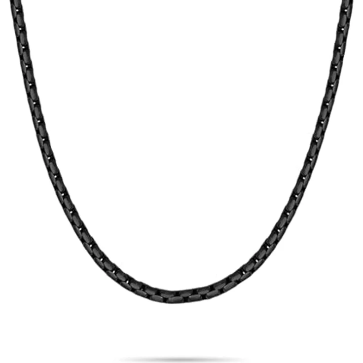 s.Oliver Herren Necklace - Halskette aus mattiertem Edelstahl, IP Schwarz, Venezianerkette 55 cm, wasserfest & hautfreundlich – Bild 1