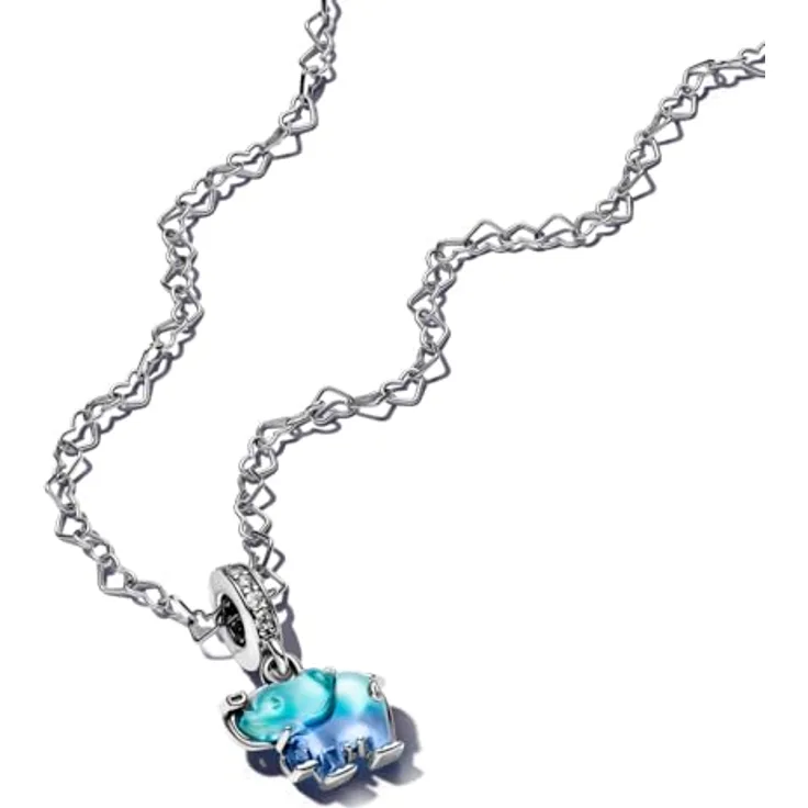Pandora Charm-Einhänger 793339C01, Elefant aus Sterling-Silber mit Zirkonia und blauem Murano-Glas