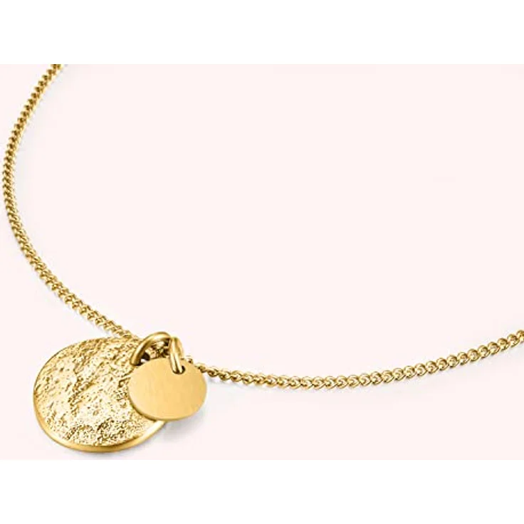 day.berlin Damen Halskette Gold 18k vergoldet, 45+5cm Panzerkette mit Plättchen und Coin Anhänger, 316L Edelstahl, nickelfrei & wasserfest – Bild 5