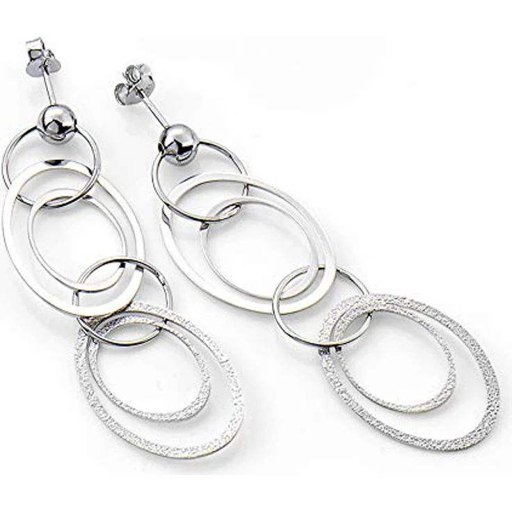 Celesta Silber Ohrring 925 Sterling Silber, diamantierte Ohrstecker mit sicherem Pin-Verschluss, 60 cm hängend im Geschenketui – Bild 2