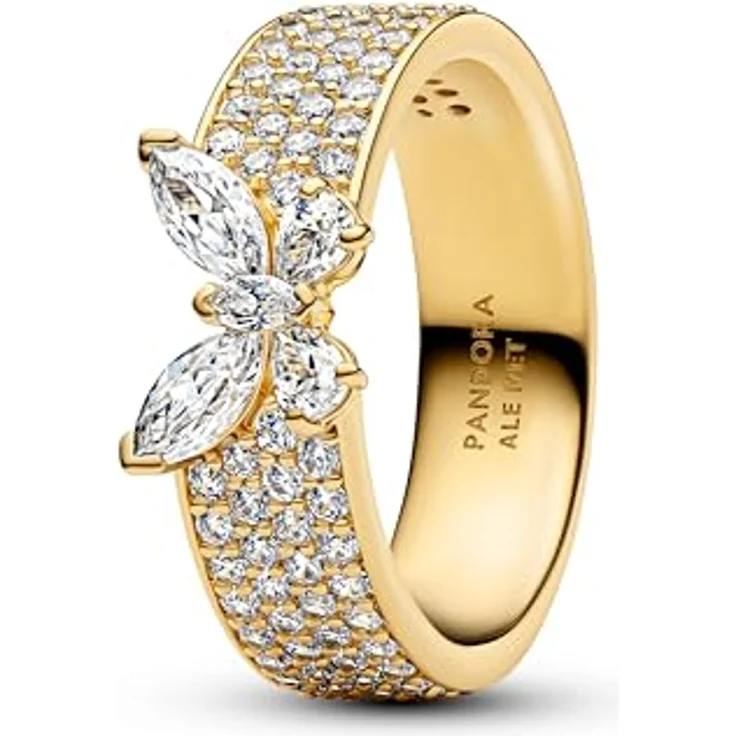 PANDORA Timeless Funkelnder Schmetterling Ring, 14K vergoldete Metalllegierung mit Zirkonia, Größe: 52, 164270C01-52 – Bild 2