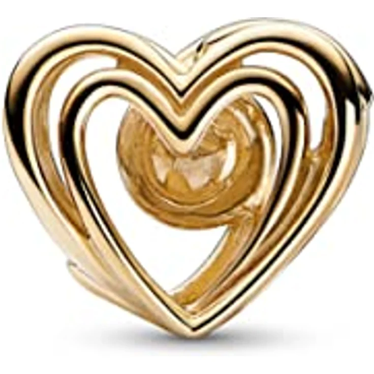 PANDORA Moments Offen gearbeitetes Wirbelndes Herz Charm aus massivem Gold mit behandelter Süßwasserzuchtperle, kompatibel mit Moments Armbändern, 752636C01 – Bild 2