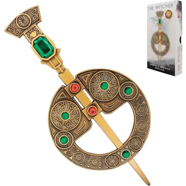 FaNaTtik The Witcher Renfri's Brosche Metall Replik, Limited Edition (2019), nummeriertes Sammlerstück, zweiteiliges Design, 160 mm x 80 mm