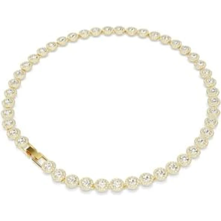 Swarovski Una Angelic Tennis Halskette, Weiße, Vergoldete Damenhalskette mit Rundum Strahlenden Kristallen, 38-41 cm Länge – Bild 5